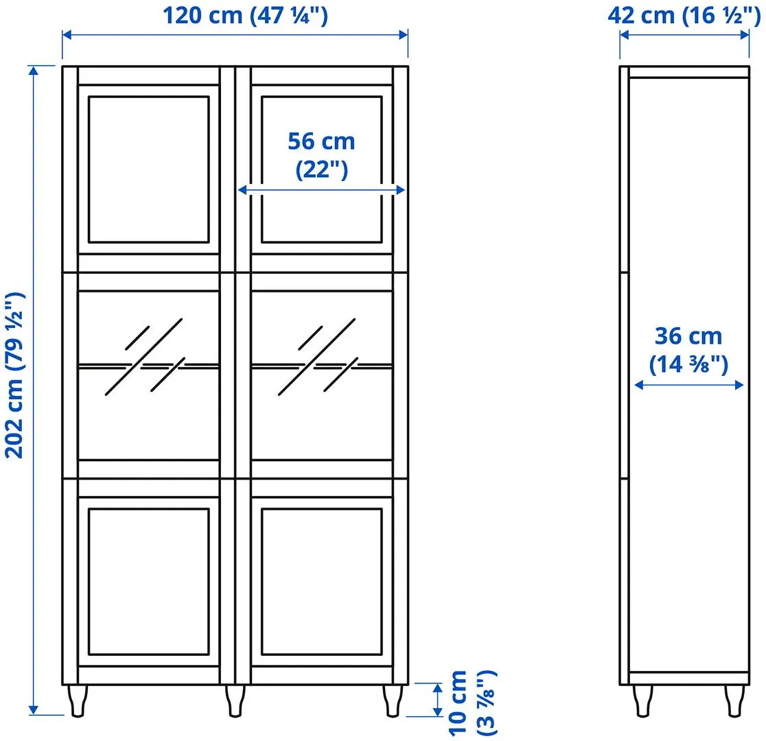 Витрина-шкаф Ikea Besta/Sutterviken/Sindvik 120x42x202 (Белый) - 9