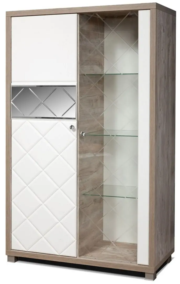 Витрина КМК 0650.5 Кристал Левая (Дуб Юккон/Белая Эмаль)