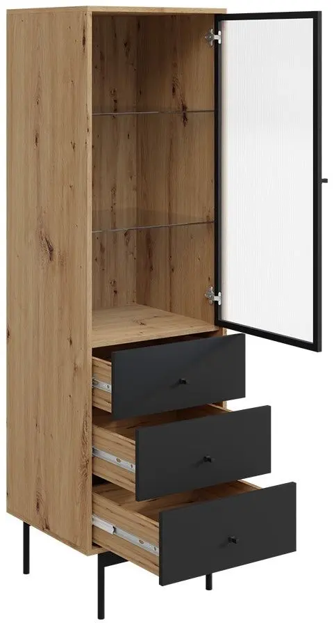 Vitrina Mirjan24 Brulpin/Bartise 1D3SZ (Artisan Oak/Black)