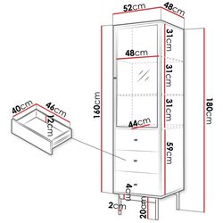 Vitrina Mirjan24 Brulpin/Bartise 1D3SZ cu iluminare LED (Artisan Oak/Black) Thumb