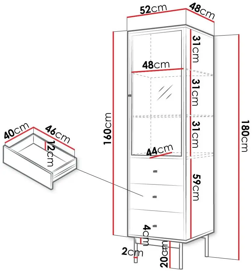 Vitrina Mirjan24 Brulpin/Bartise 1D3SZ cu iluminare LED (Artisan Oak/Black) - 2