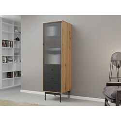 Витрина Mirjan24 Brulpin/Bartise 1D3SZ c LED подсветкой (Artisan Oak/Black)