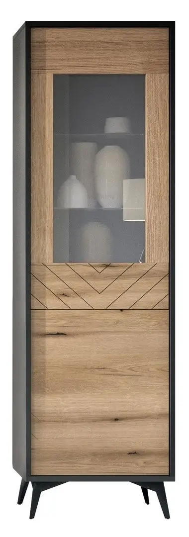 Витрина Mirjan24 Namiro NW54/Diamond W54 (Black/Evoke Oak)