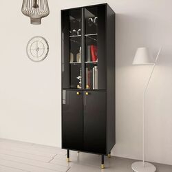 Vitrina Mirjan24 Wiastan/Cristal 05 (Black/Black Gloss) Thumb