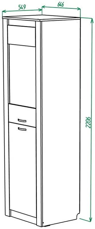 Penal МЛ-Мебель Gamma №7 2D 64.6cm (Craft Oak White/Gray) - 3