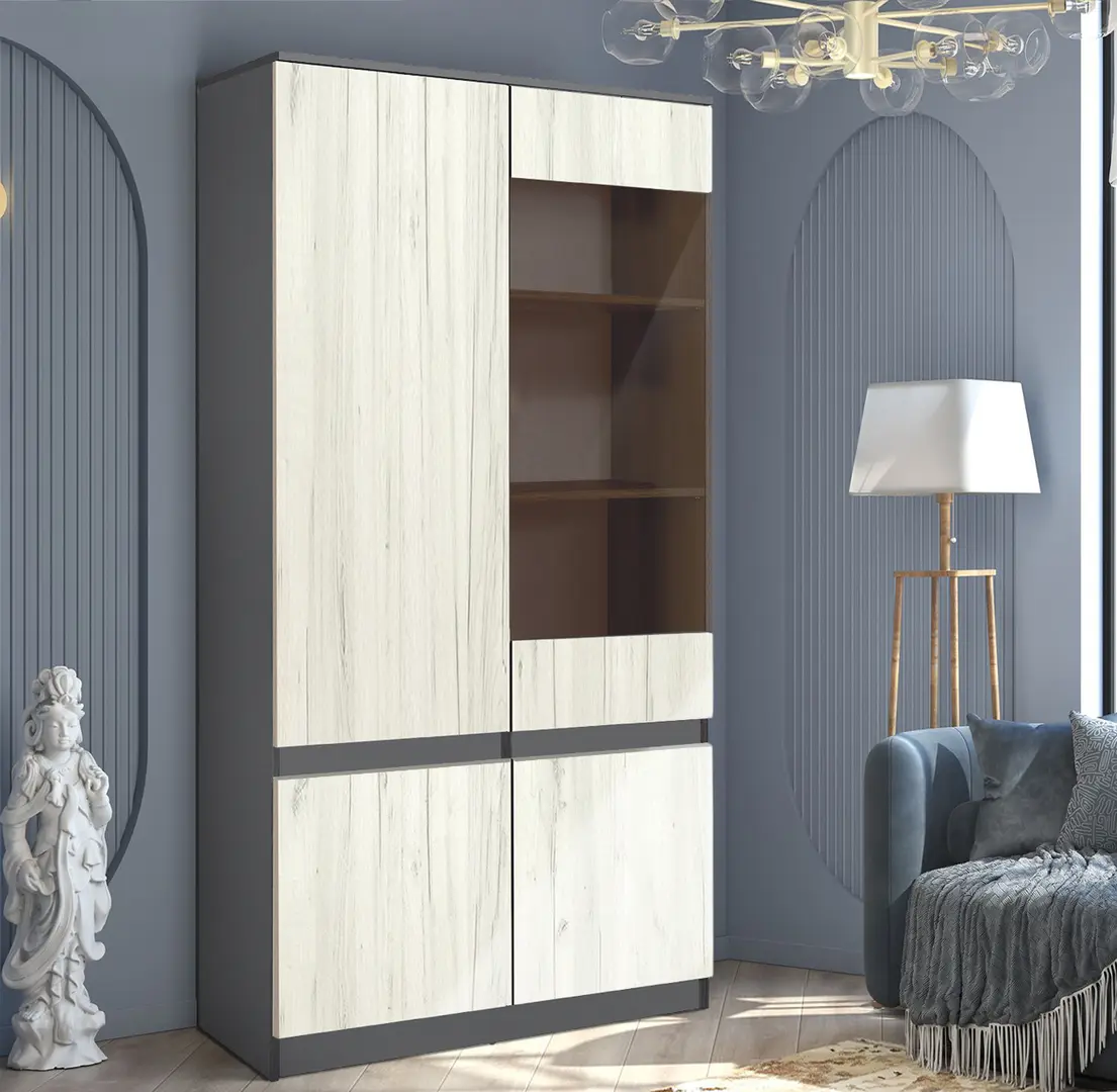 Vitrina Modern Komfi 100cm (Slate Gray/Craft Oak White)