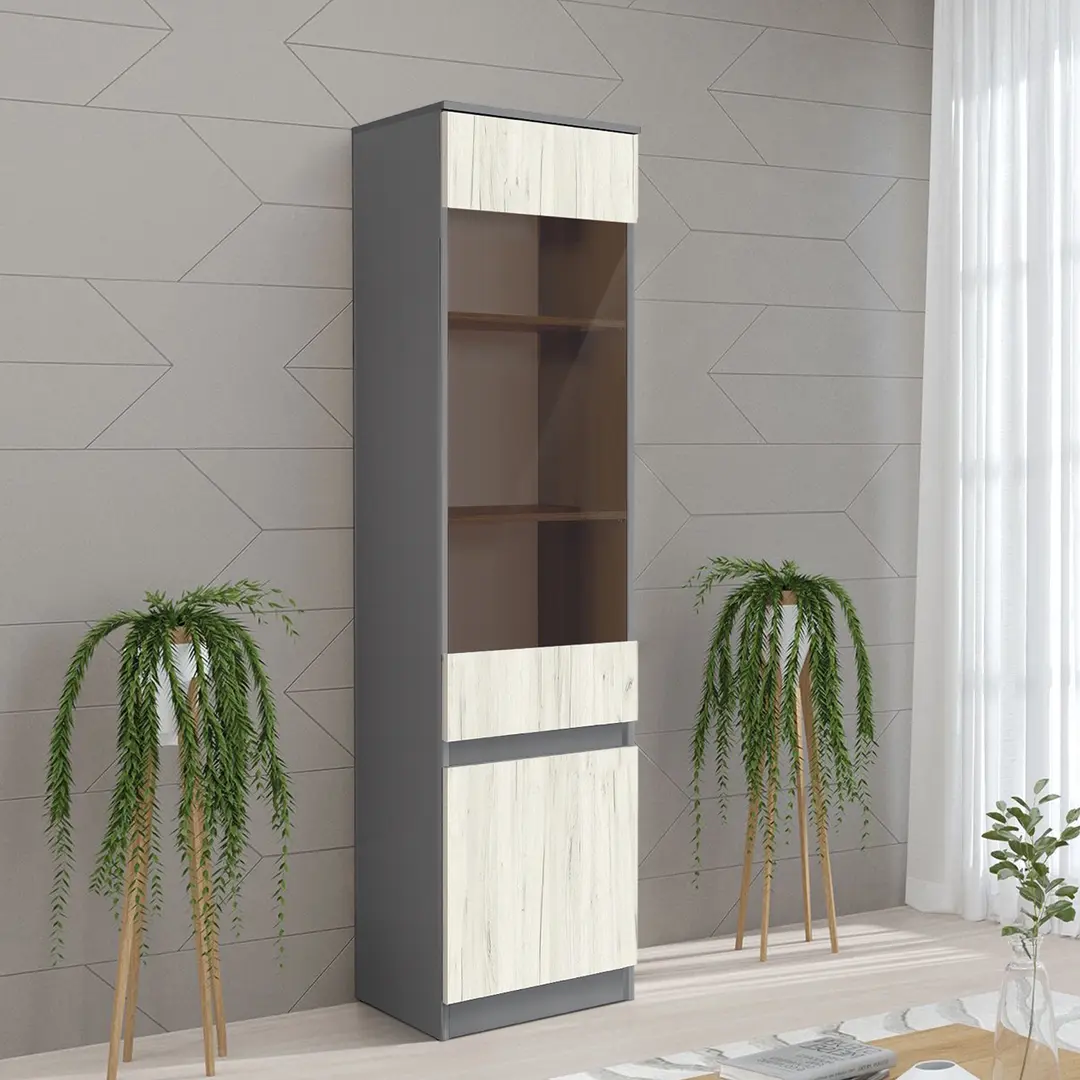 Vitrina Modern Komfi 50cm (Slate Gray/Craft Oak White)