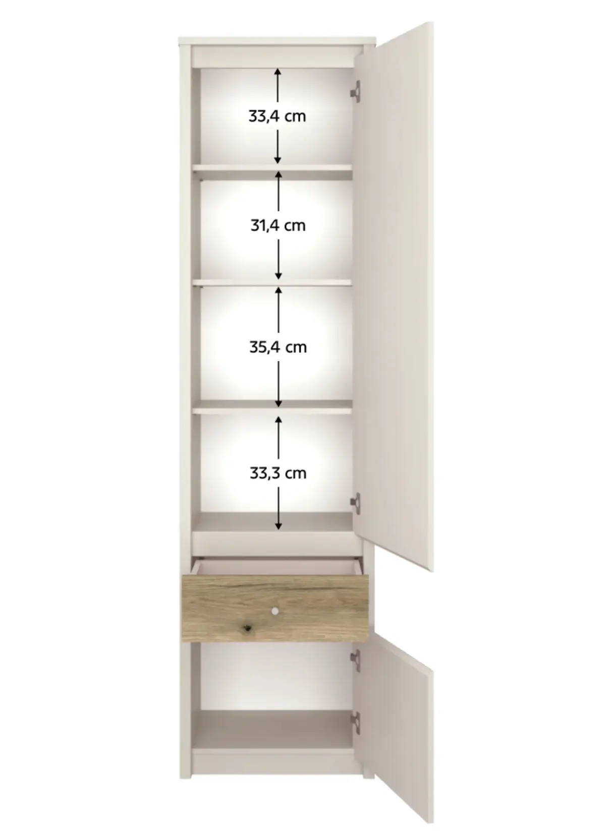 Пенал Tempo Kondela Karos 2D1S (Cashmere/Evoke Oak) - 4