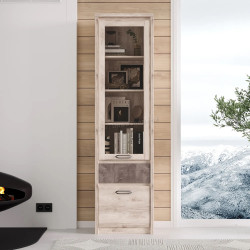 Пенал-витрина Tempo Kondela Jesi New 1D1W1S (Nairobi Chestnut/Onyx)