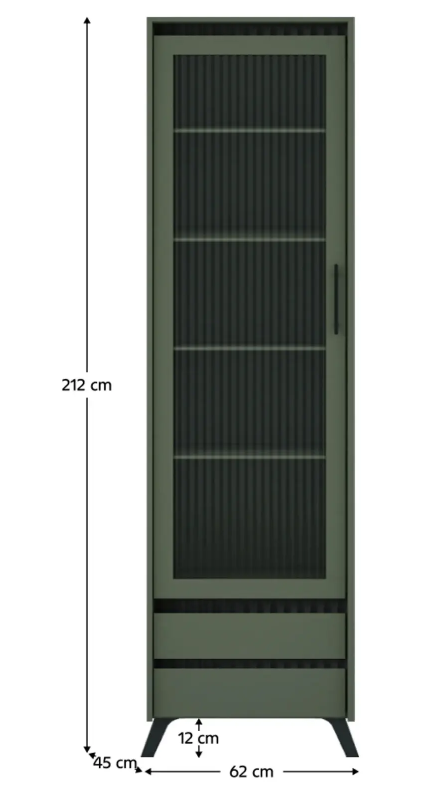 Пенал - Витрина Tempo Kondela Longy REG1W2S (Smoke Green/Black) - 4