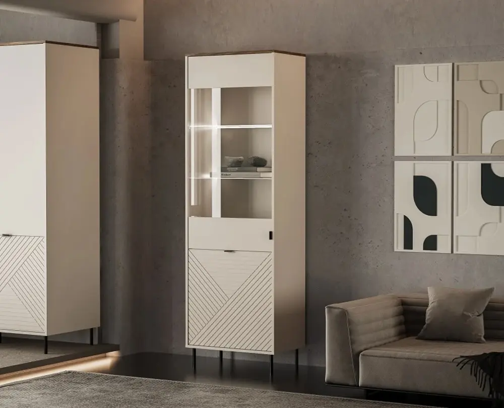 Vitrina Tempo Kondela Eyco 1D1W (Cashmere/Castello Oak)