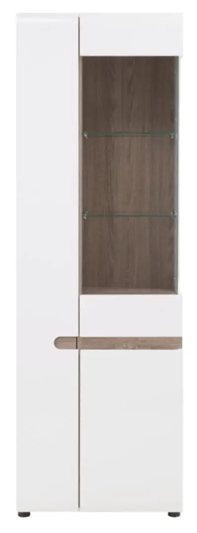 Витрина Tempo Kondela Lynatet Typ 01 Right (White High Gloss/Dark Sonoma Oak)