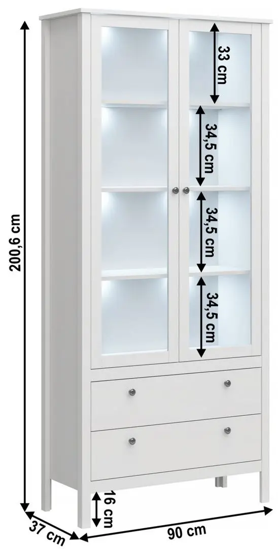 Vitrina Tempo Kondela Olje 2W2S (White)