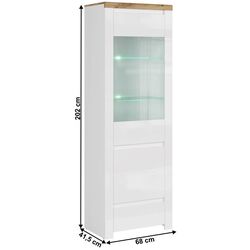 Витрина Tempo Kondela Vilgo 1D1W1S (Wotan Oak/White Gloss) Thumb