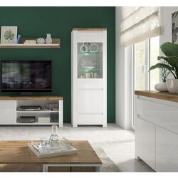 Витрина Tempo Kondela Vilgo 1D1W1S (Wotan Oak/White Gloss)