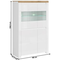 Vitrina Tempo Kondela Vilgo 2D2W (Wotan Oak/White Gloss) Thumb