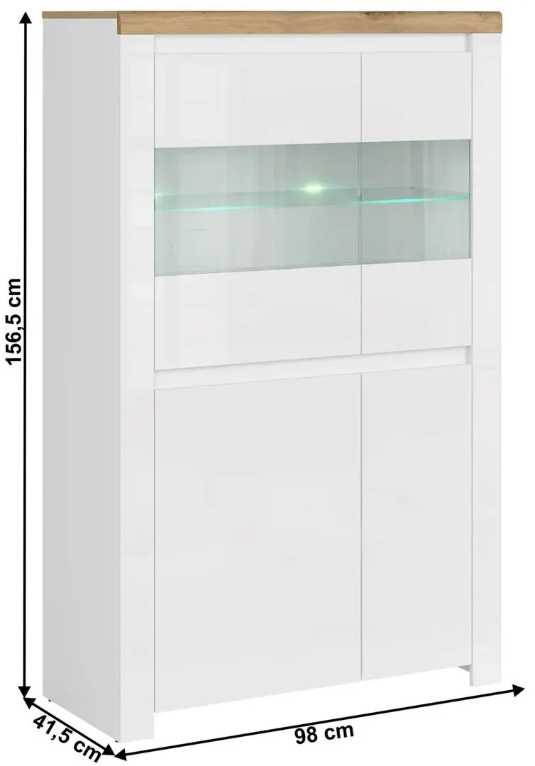 Vitrina Tempo Kondela Vilgo 2D2W (Wotan Oak/White Gloss) - 2