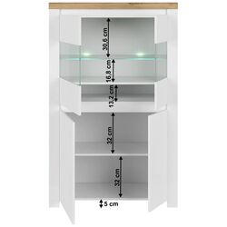 Vitrina Tempo Kondela Vilgo 2D2W (Wotan Oak/White Gloss) Thumb