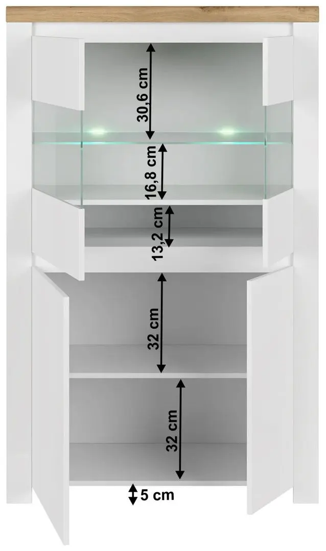 Vitrina Tempo Kondela Vilgo 2D2W (Wotan Oak/White Gloss) - 3