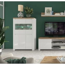 Vitrina Tempo Kondela Vilgo 2D2W (Wotan Oak/White Gloss)