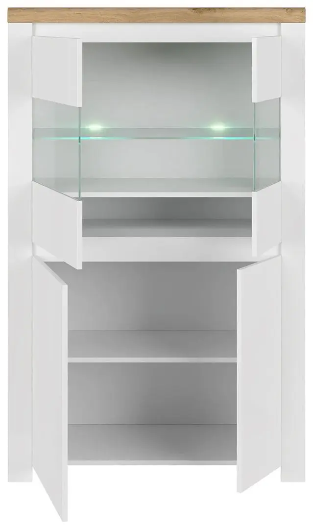 Vitrina Tempo Kondela Vilgo 2D2W (Wotan Oak/White Gloss) - 4