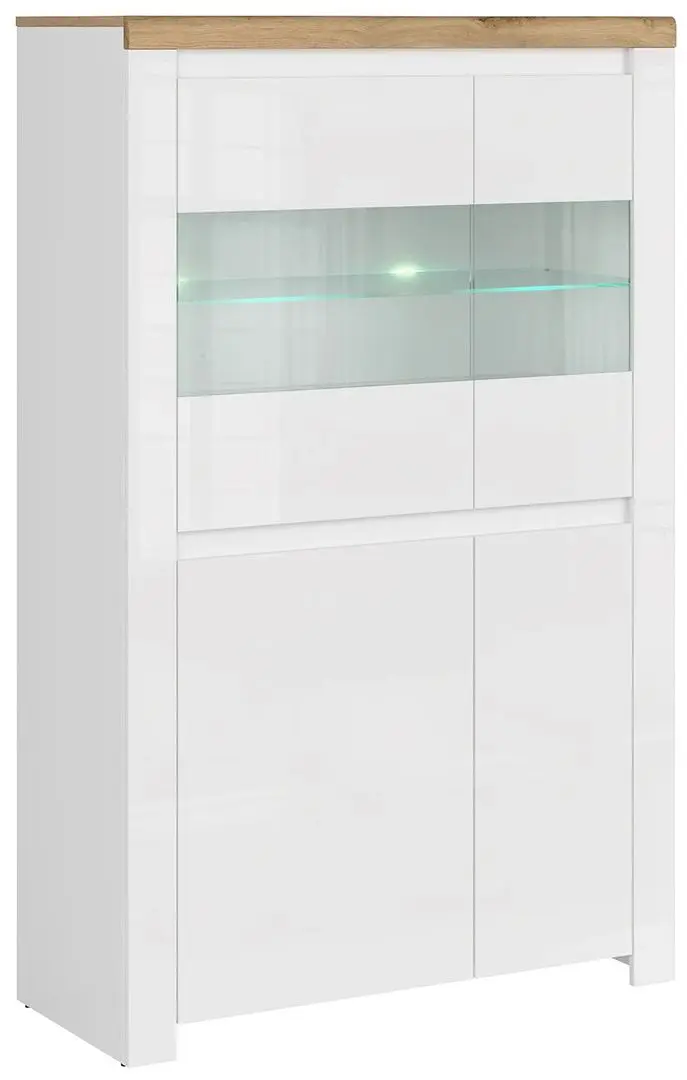 Vitrina Tempo Kondela Vilgo 2D2W (Wotan Oak/White Gloss) - 5