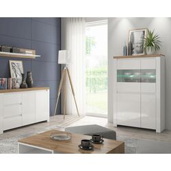 Vitrina Tempo Kondela Vilgo 2D2W (Wotan Oak/White Gloss) Thumb