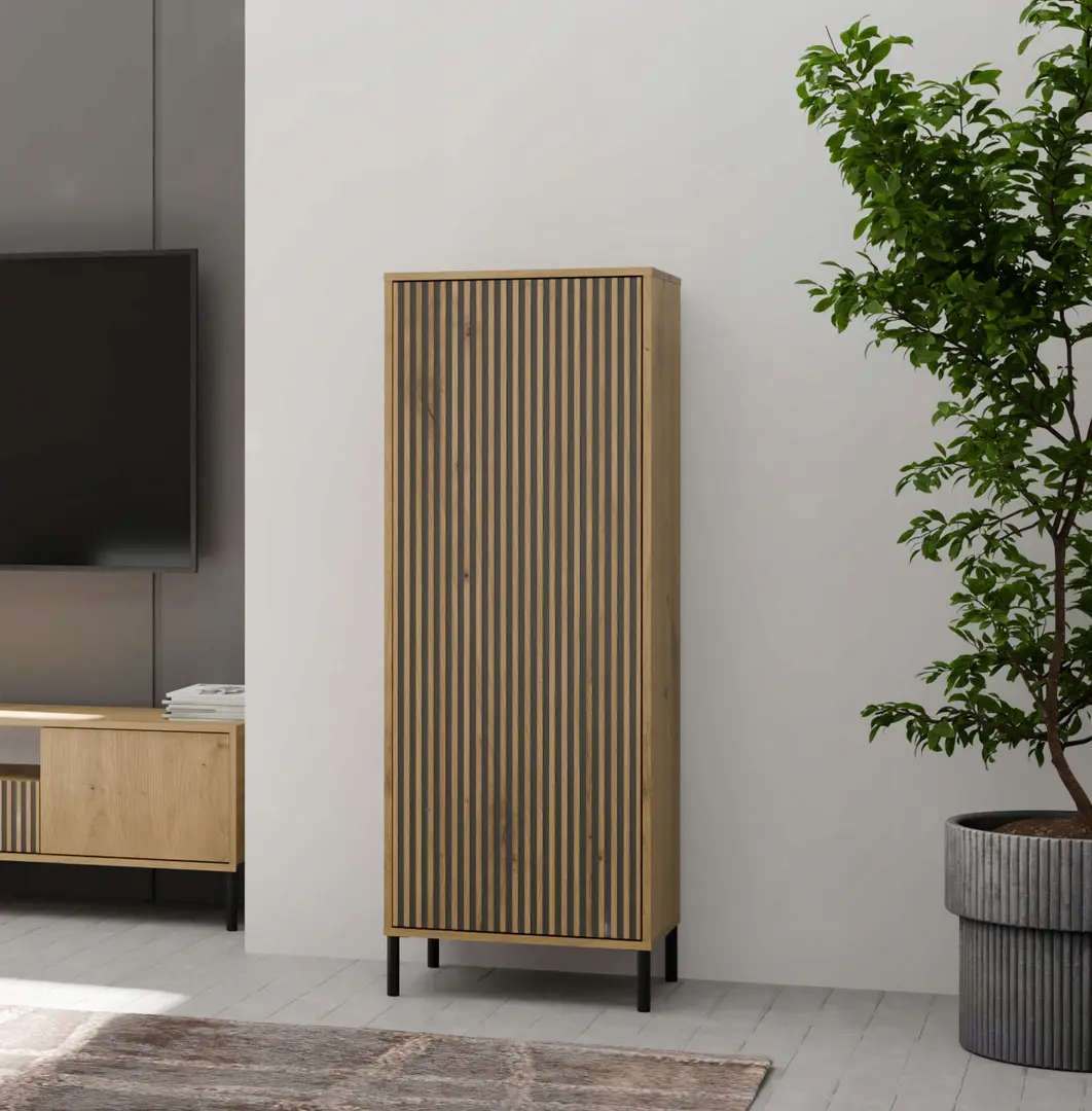 Vitrina TopEshop Kamaro 1DD Slim (Artisan Oak/Black)