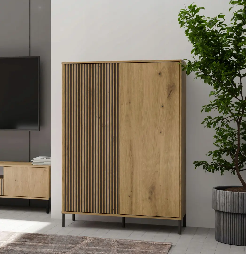 Vitrina TopEshop Kamaro 2DD Slim/Smooth (Artisan Oak/Black)