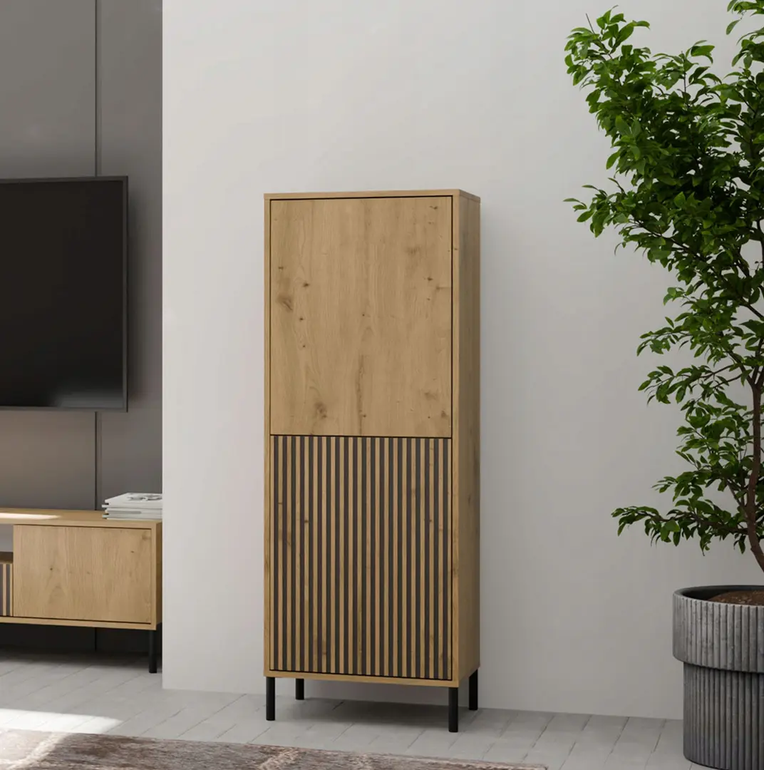 Vitrina TopEshop Kamaro 2DK Slim/Smooth (Artisan Oak/Black)