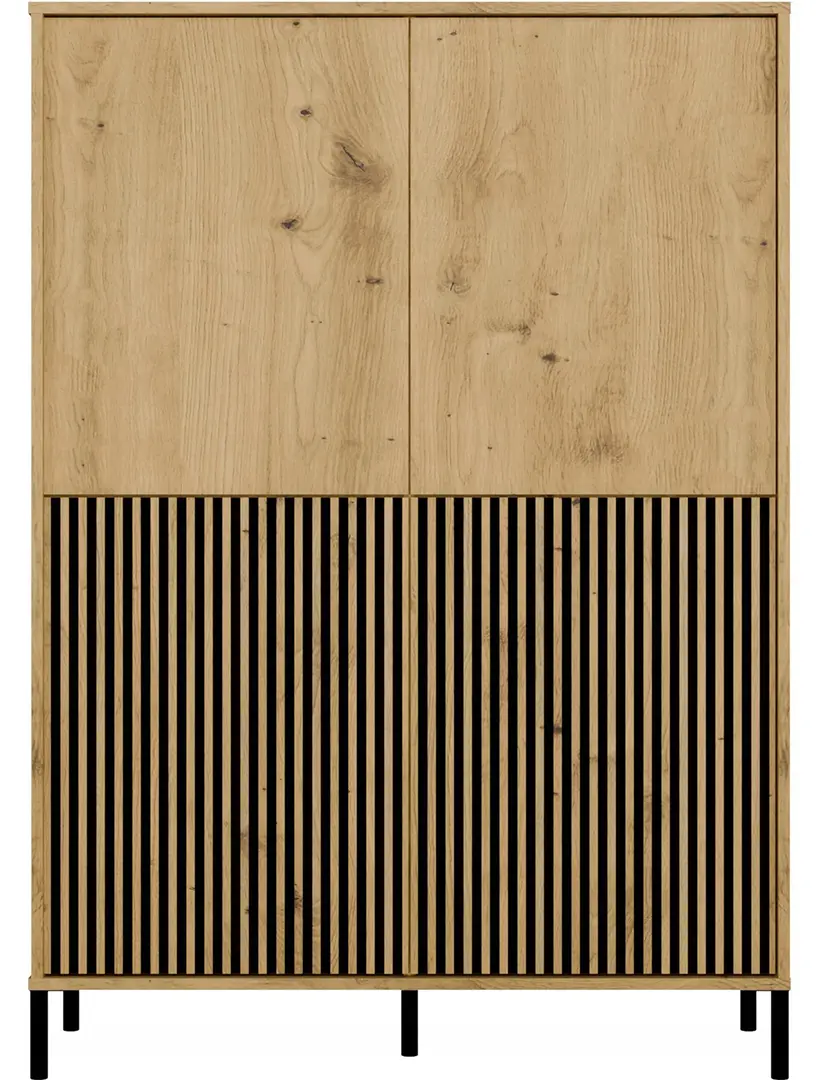 Витрина TopEshop Kamaro 4DK Slim/Smooth (Artisan Oak/Black)