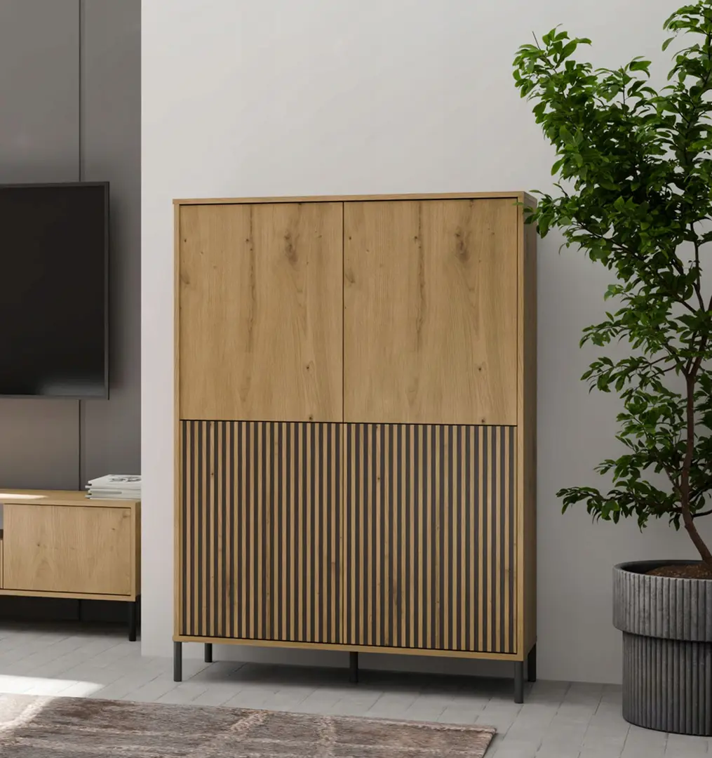 Витрина TopEshop Kamaro 4DK Slim/Smooth (Artisan Oak/Black)