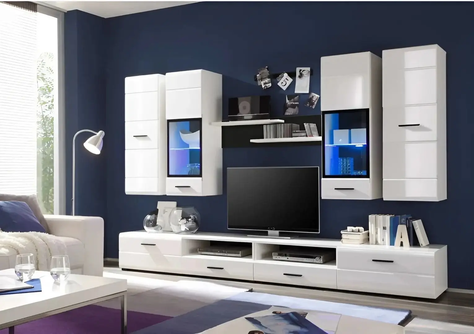 Vitrina suspendata Vusher SFW 1 W (Nymphea Alba/White Gloss)