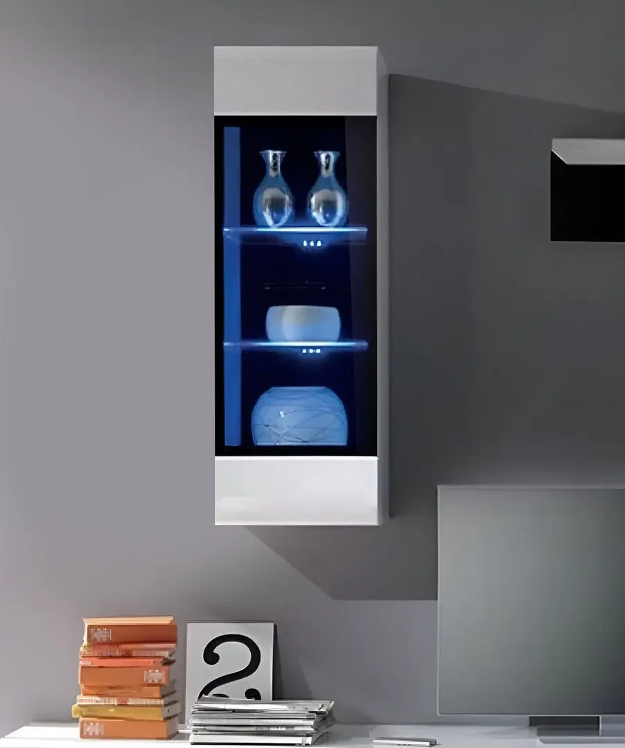 Vitrina suspendata Vusher SFW 1 W (Nymphea Alba/White Gloss)