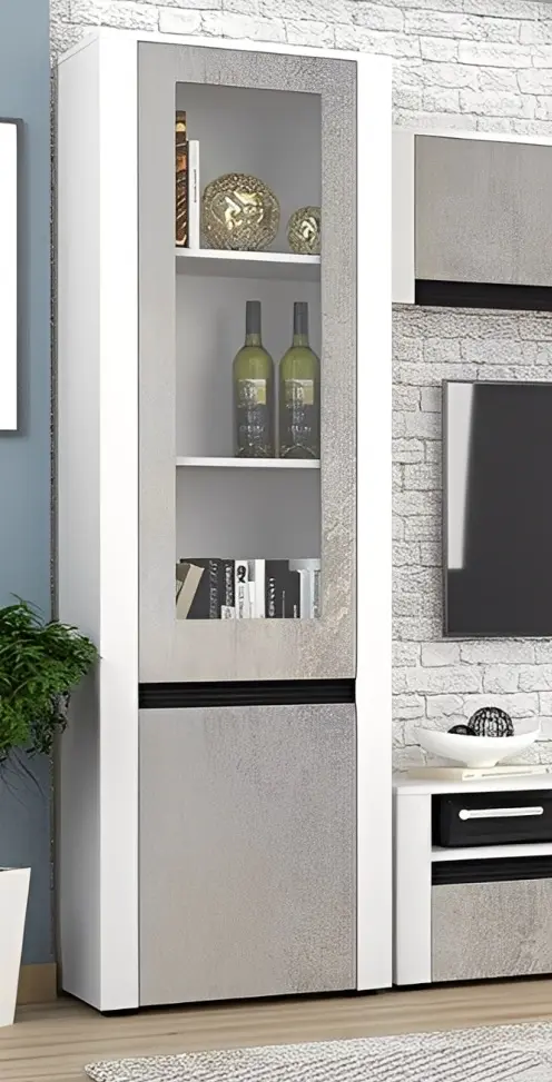 Витрина Yasen Бодена 1Д1ДС (Нимфея Альба/Оксид Светлый/Черный)