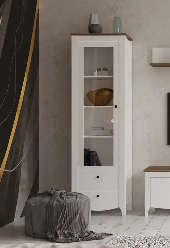 Vitrina Yasen Karina REG1W2S (Nymphea Alba/Sonoma Oak Truffle)