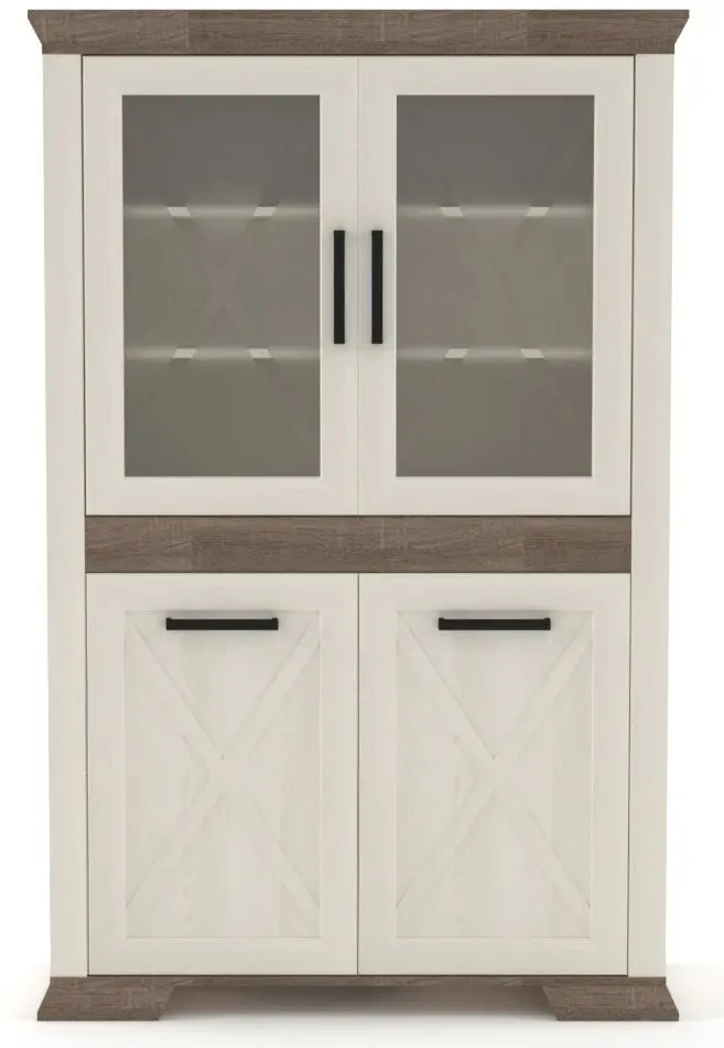 Vitrina Yasen Marsel REG 2D2W (Snow Ash/Sonoma Oak Truffle)