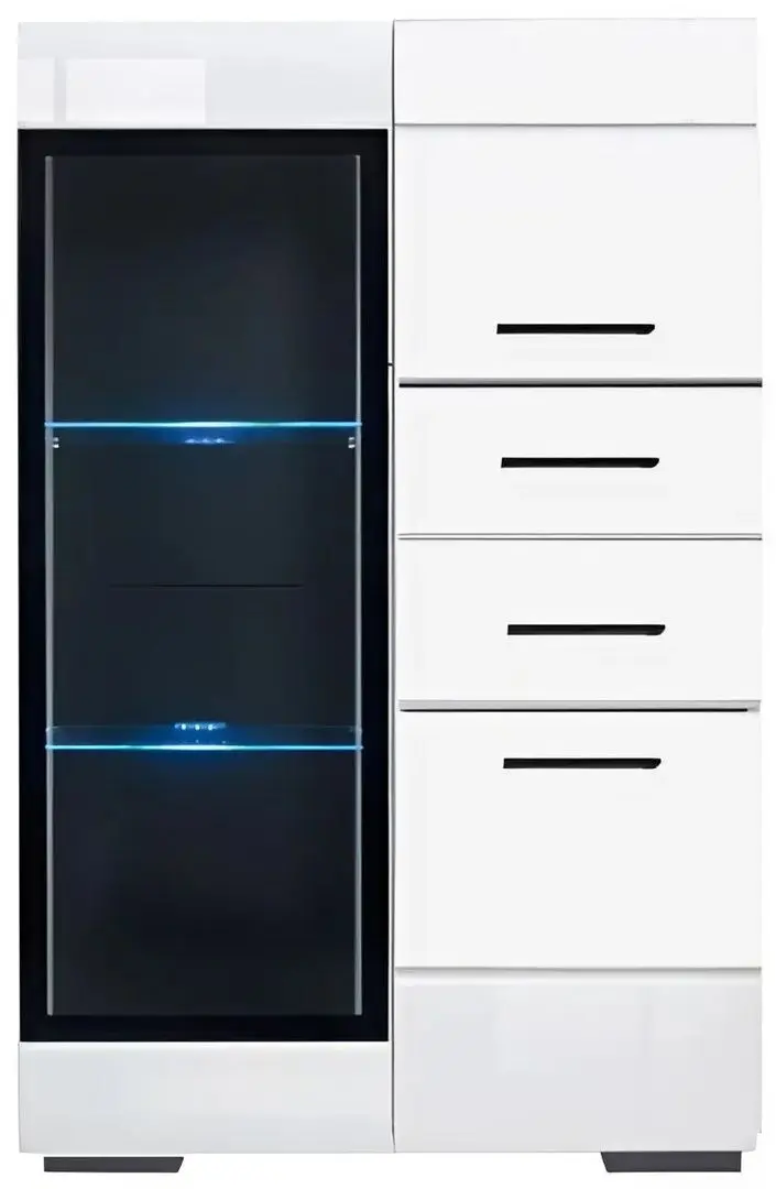 Vitrina Yasen Vusher REG 1W2D2S L/P (Nymphea Alba/White Gloss)