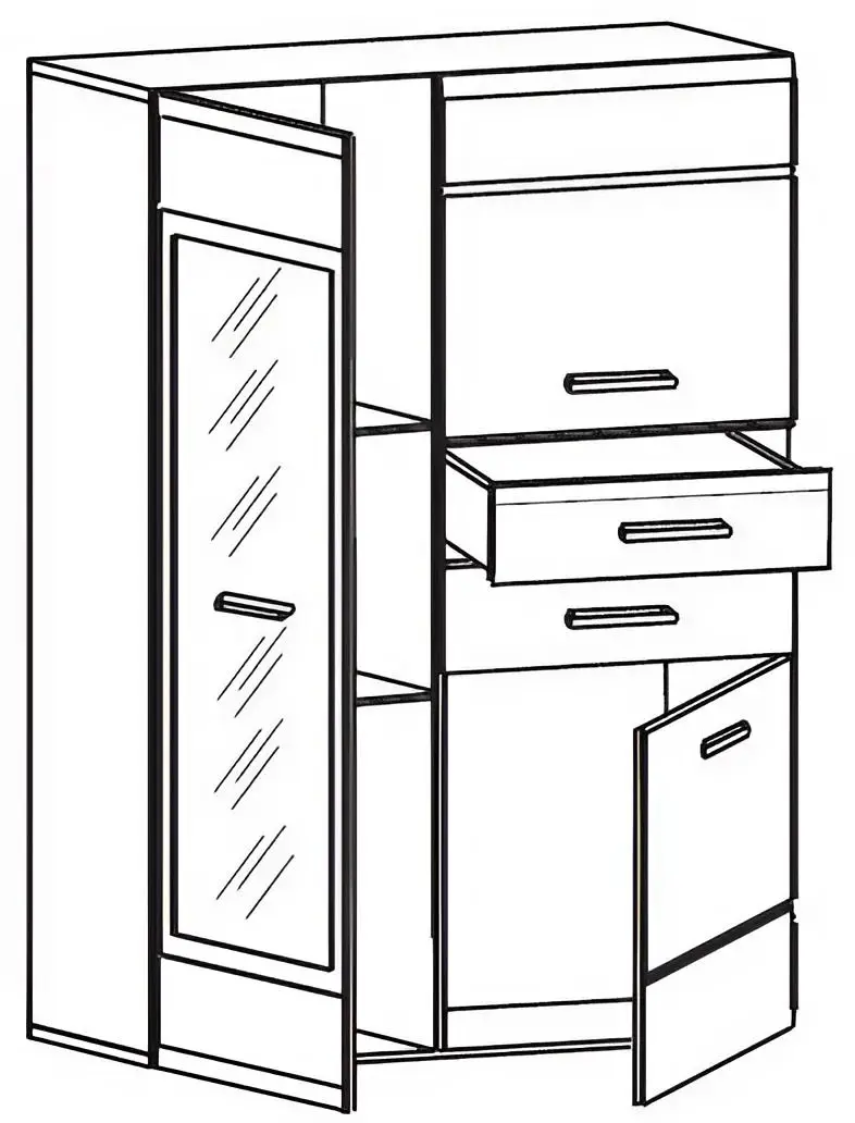 Vitrina Yasen Vusher REG 1W2D2S L/P (Nymphea Alba/White Gloss)