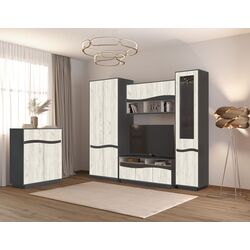 Penal-vitrina Yasen Jeneva (Graphite Grey/Craft Oak White) Thumb