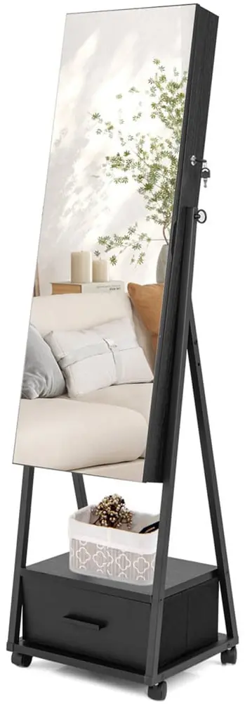 Шкаф-зеркало для украшений Costway JV10221DK (Black)