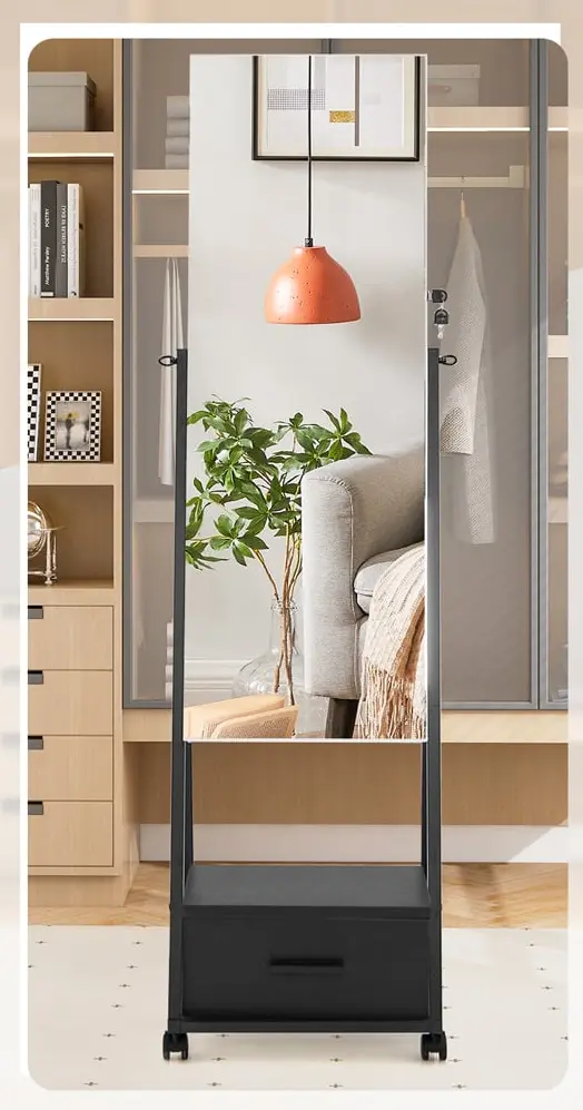 Шкаф-зеркало для украшений Costway JV10221DK (Black)