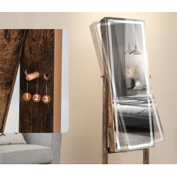 Шкаф-зеркало для украшений Costway JV11196DE-BN (Walnut) Thumb