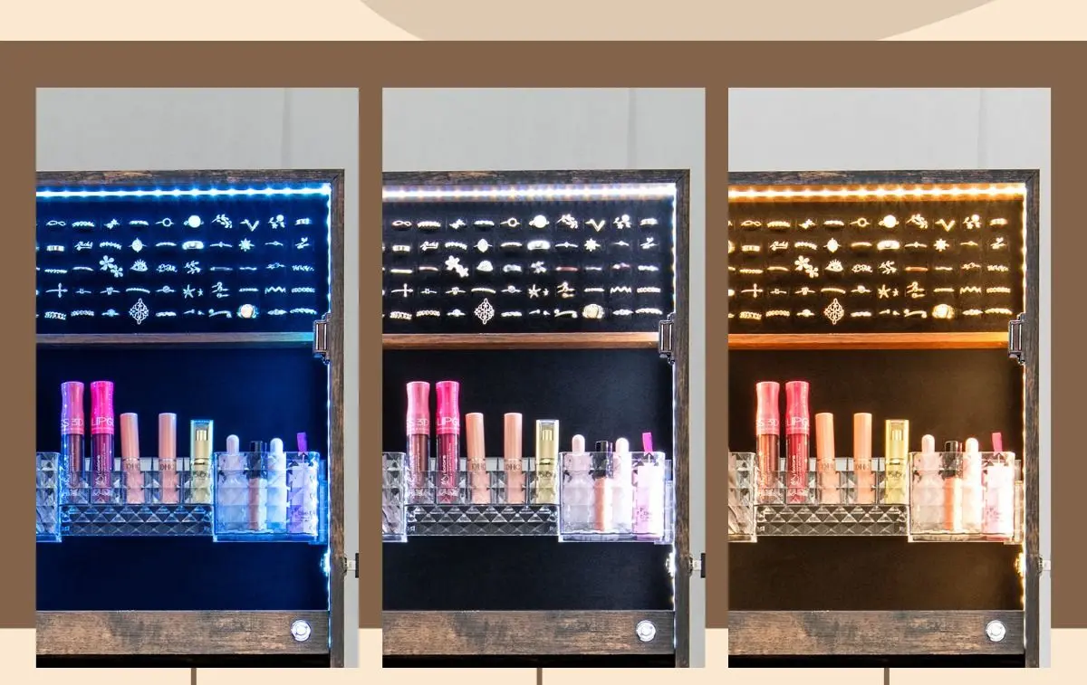 Шкаф-зеркало для украшений Costway JV11196DE-BN (Walnut)