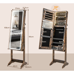 Шкаф-зеркало для украшений Costway JV11196DE-BN (Walnut) Thumb