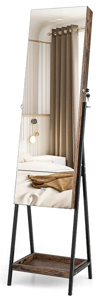 Dulap-oglinda pentru bijuterii Costway JV11277CF (Brown)