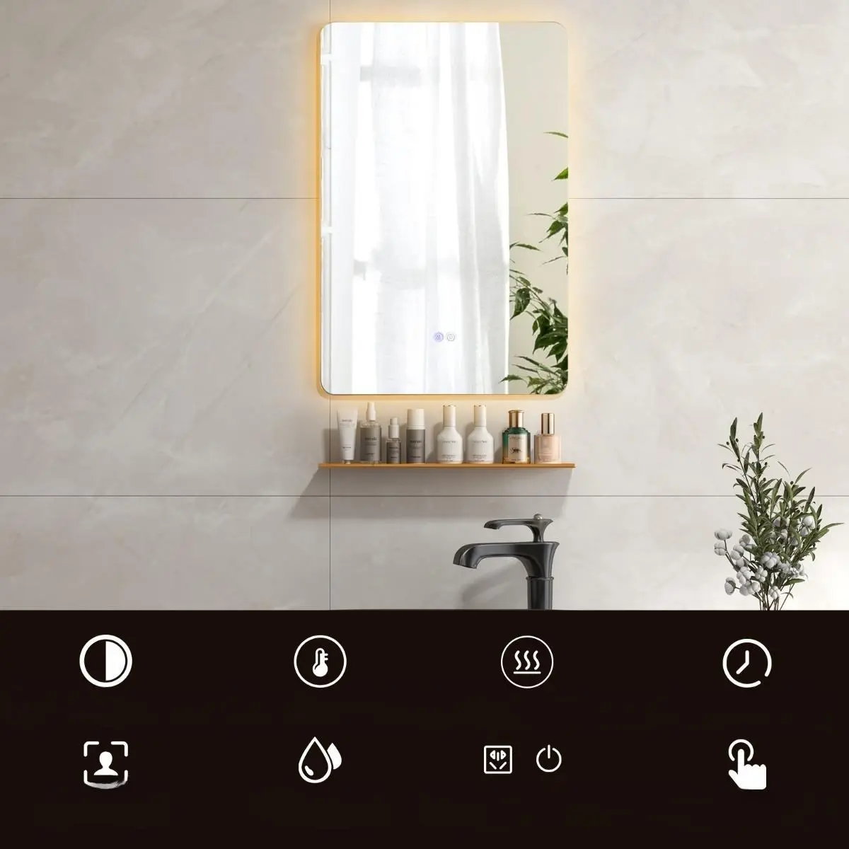 Oglinda cu raft  Costway BA8214DE 70x50