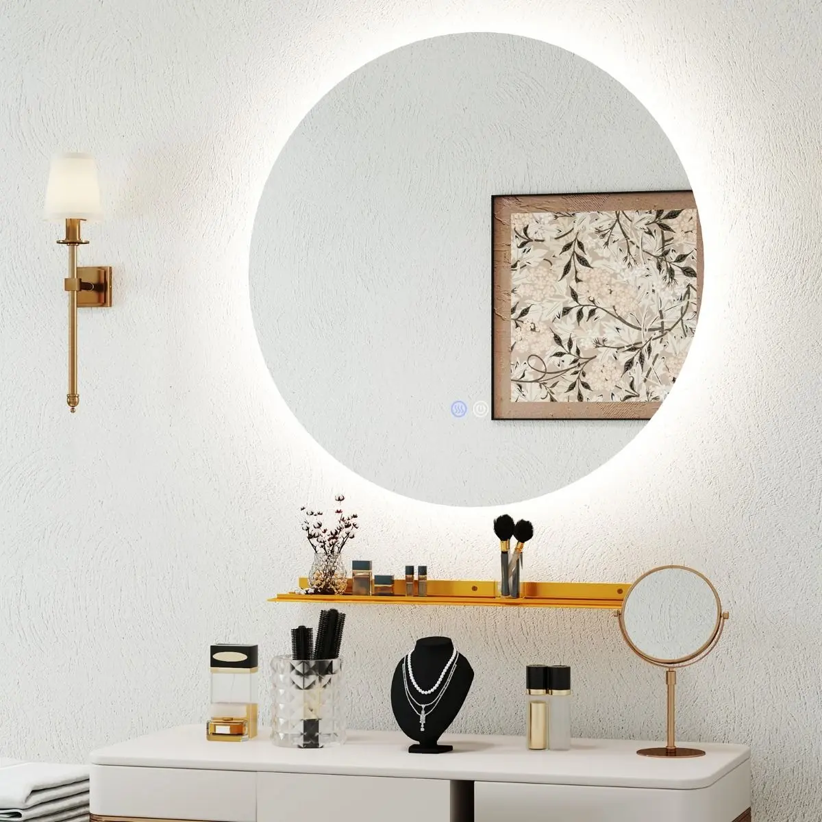 Зеркало c полкой Costway BA8215DE 60x60