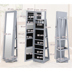 Dulap-oglinda pentru bijuterii Costway HW64483GR (Grey) Thumb