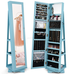 Dulap-oglinda pentru bijuterii Costway HW64483LU (Light Blue)